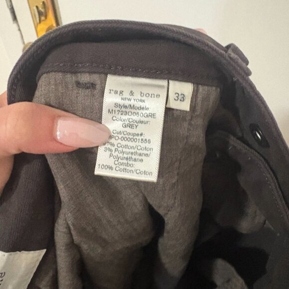 Rag & Bone Men’s Grey Fit 2 Slim Fit Mid Rise Classic Chino Pants Size 33 - Picture 9 of 10